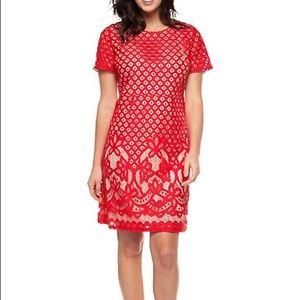 NWOT Dex Red Lace Shift Dress